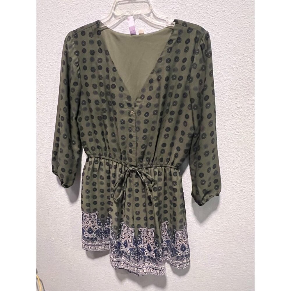 Green Polka Dot Jumpsuit with Blue Accents